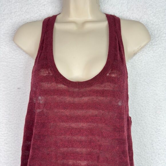 Moda International Sweater Top Y2K Sleeveless Sz L Maroon Cashmere Blend Retro - Picture 2 of 9
